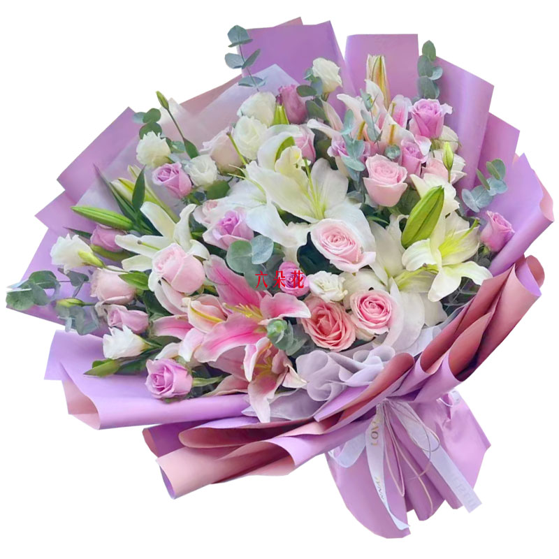 20朵玫瑰混搭百合，爱情浪漫幸福