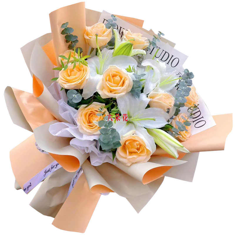 10朵玫瑰2支百合，绽放我的思念