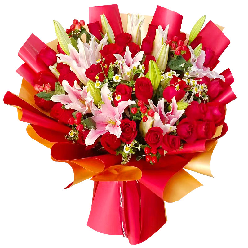 33朵红玫瑰百合，心灵的火花