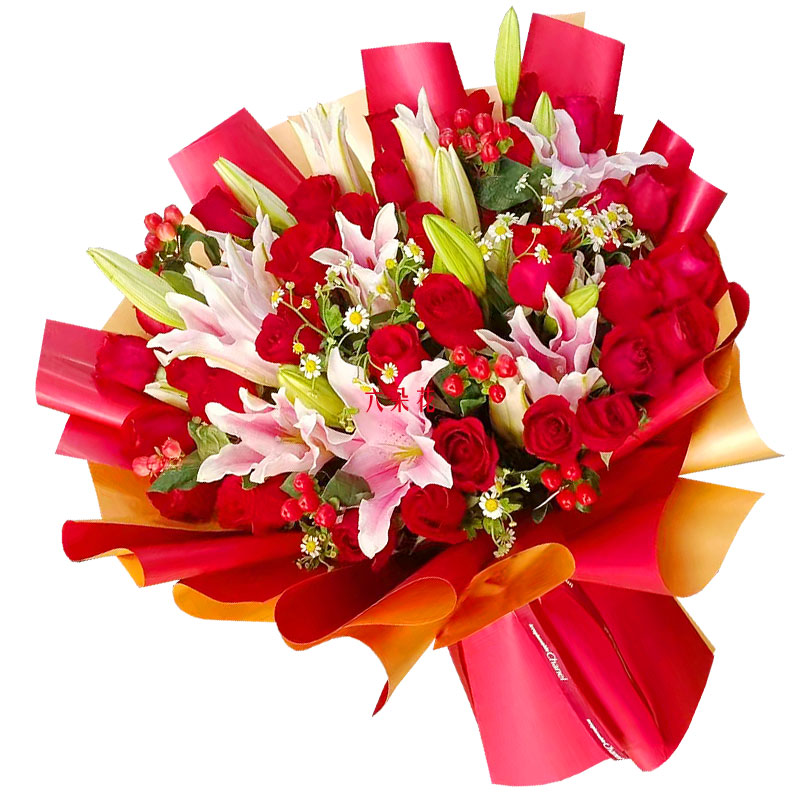 33朵红玫瑰百合，心灵的火花