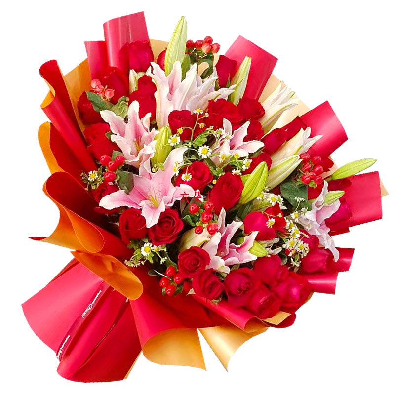 33朵红玫瑰百合，心灵的火花