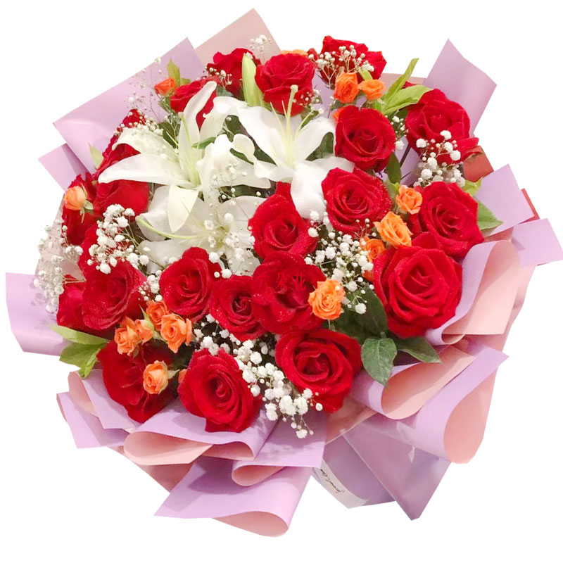21朵红玫瑰百合，用心体验爱的瞬间