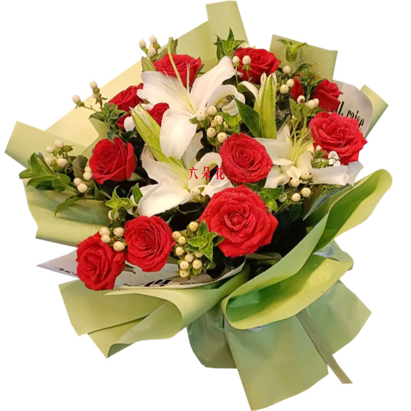 11朵红玫瑰百合，浪漫的爱意