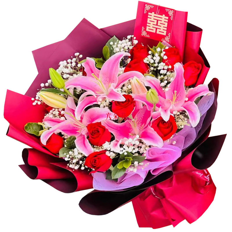 11朵红玫瑰2支百合，爱情幸福永远
