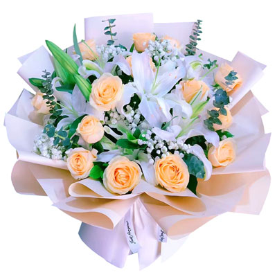 乌鲁木齐16朵香槟玫瑰2支百合，爱的温暖和幸福