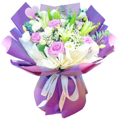 乌鲁木齐6朵紫玫瑰3支百合，爱之倾诉