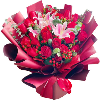 乌鲁木齐22朵红玫瑰百合，爱的火焰